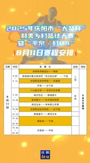 2025年慶陽市“大賢杯”和美鄉村籃球大賽暨“平泉·村BA”8月11日賽程安排