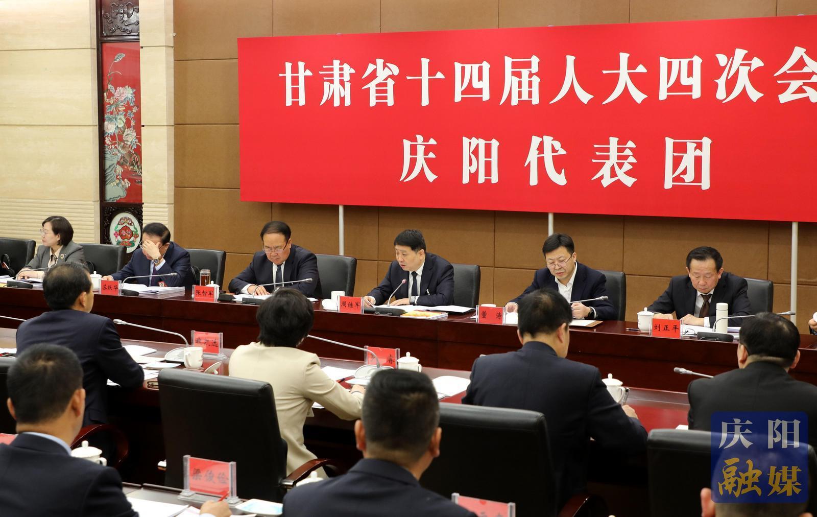 省十四屆人大四次會議慶陽代表團審議省人大常委會和省法檢“兩院”工作報告