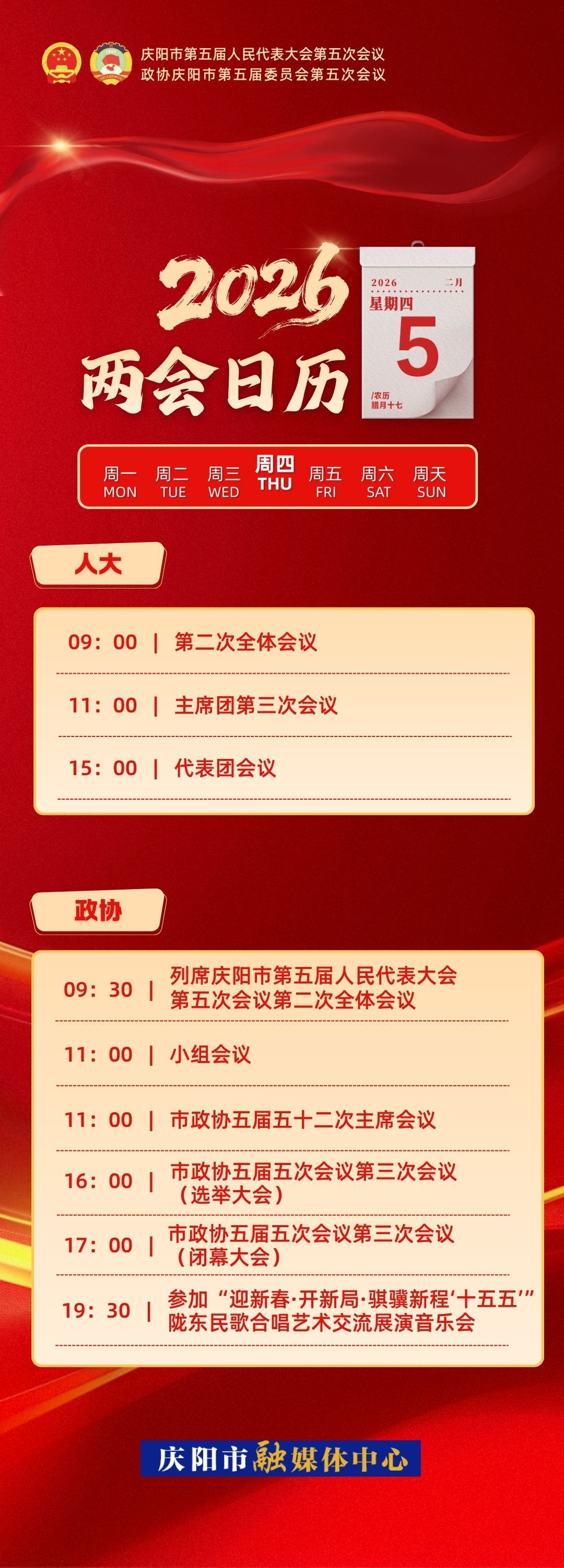 【微海報】兩會日歷｜慶陽市五屆人大五次會議第二次全體會議